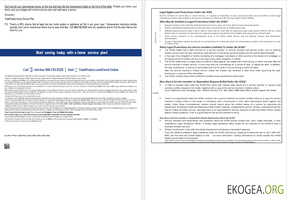 Relevé de prêt hypothécaire de la banque nationale de l'Union d'Abu Dhabi des Émirats arabes unis aux formats Word et PDF, 8 pages 7, 8